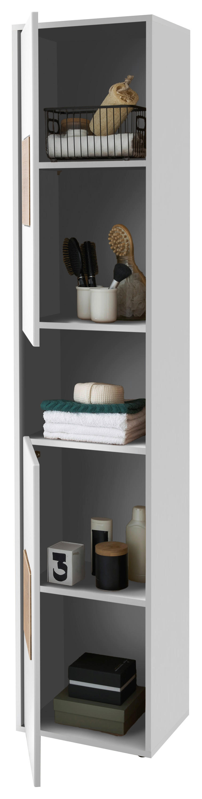 Hochschrank Greece weiß matt Hirnholz Nachbildung B/H/T: ca. 40x190x30 cm Greece - weiß (40,00/190,00/30,00cm)