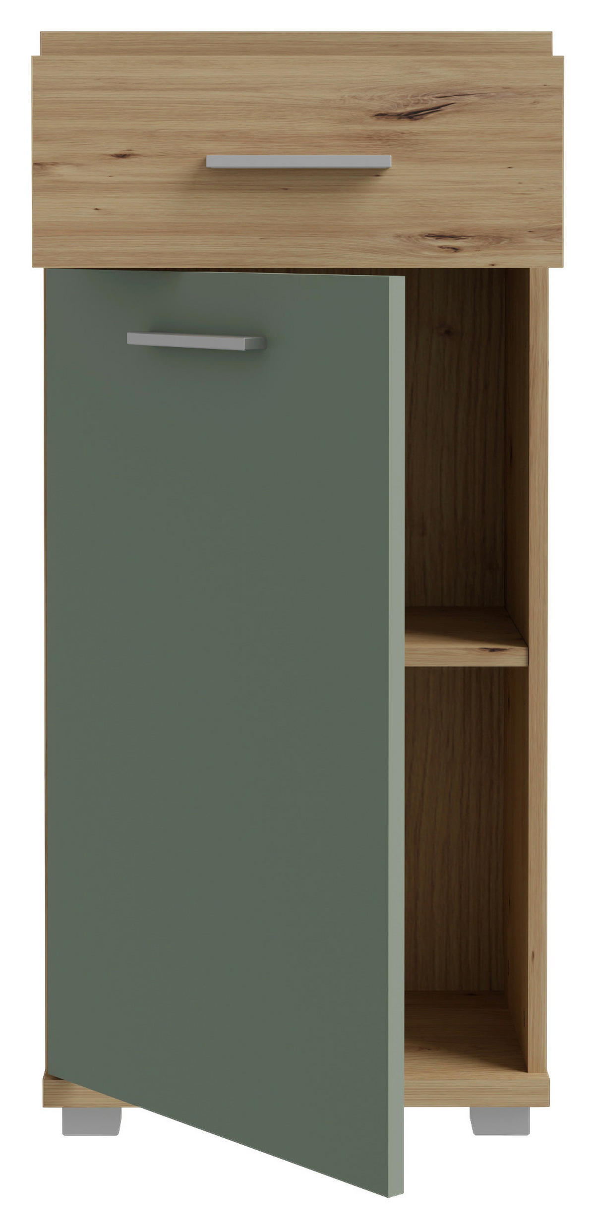 Badkommode  Eiche Artisan Nachbildung salbei B/H/T: ca. 40x88x29 cm Champ_Badkommode CMPK072-M934 - Eiche/salbei (40,00/88,00/29,00cm)