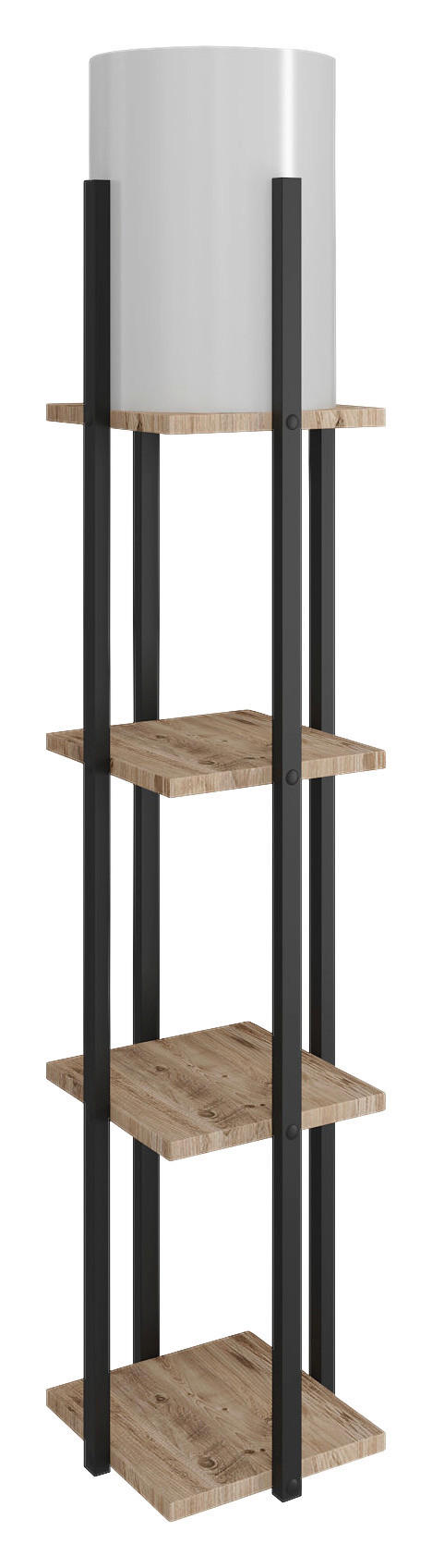 Opviq Stehleuchte natur schwarz Stoff MDF B/H/T/L/D: ca. 21x135x21x21x21 cm E27 1 Brennstellen Nora - natur/schwarz (21,00/21,00/135,00cm) - Opviq