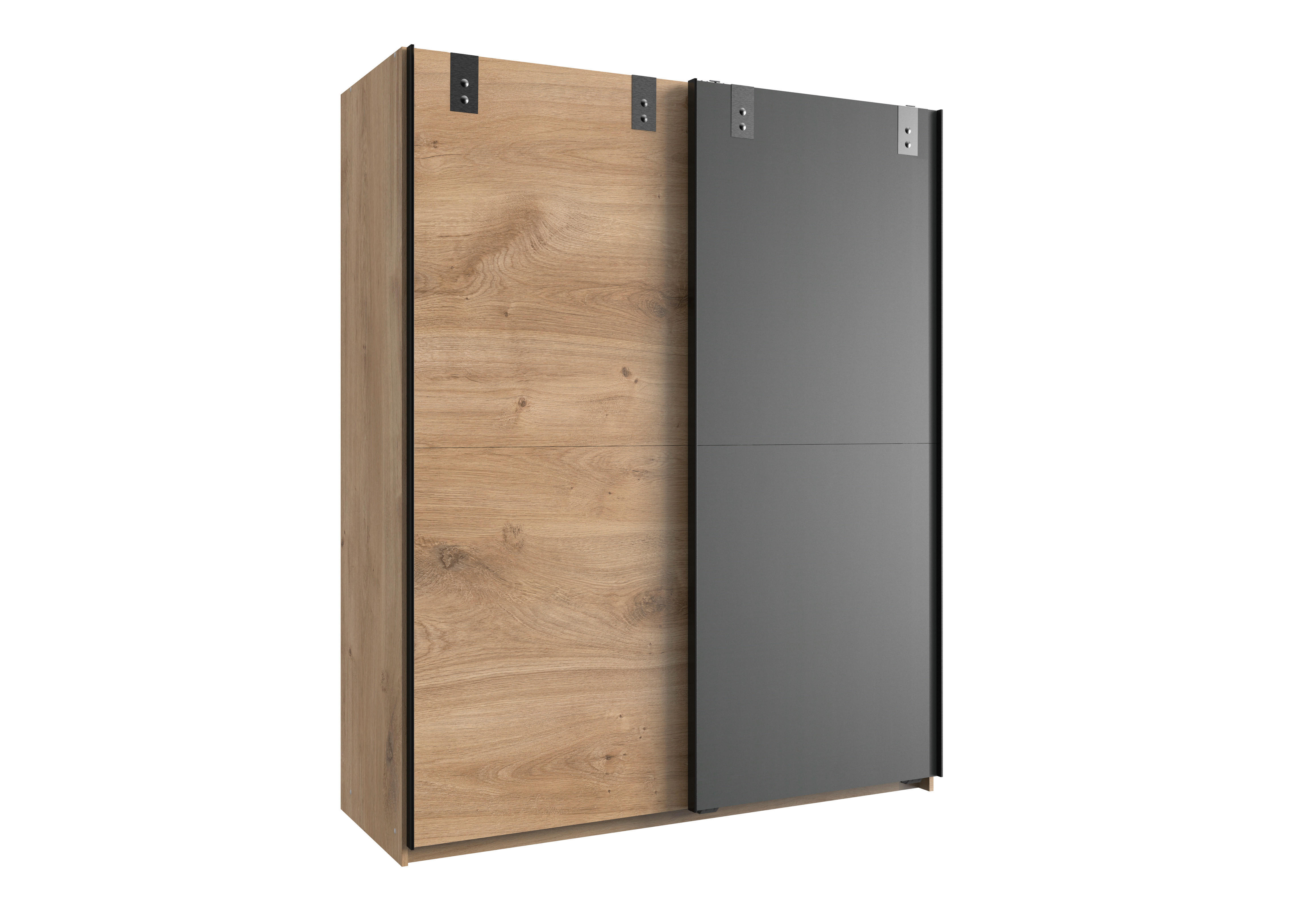 Schwebetürenschrank Liverpool Eiche Plankeneiche Nachbildung B/H/T: ca. 135x198x64 cm Liverpool - Eiche/Graphit (135,00/198,00/64,00cm)