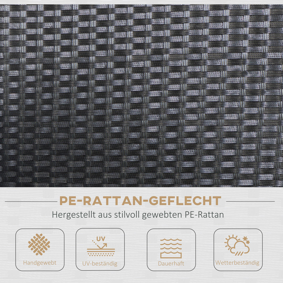 Outsunny Sitzgruppe cremeweiß Polyrattan B/H/L: ca. 68x124x76 cm Gartenmöbel-Set - schwarz/cremeweiß (76,00/68,00/124,00cm) - Outsunny