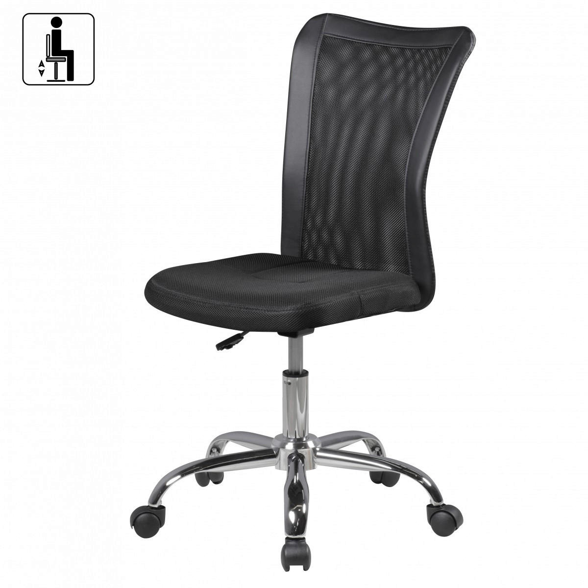 Drehstuhl schwarz Stoff Kinderschreibtischstuhl SALERNO - schwarz (60,00/100,00/60,00cm) - Amstyle