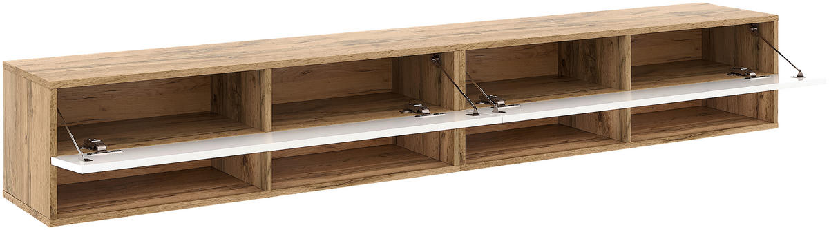 TV-Lowboard TV LOWBOARD DERBY 200 Eiche Wotan Nachbildung weiß glänzend B/H/T: ca. 200x32,5x31,5 cm TV LOWBOARD DERBY 200 - Eiche/weiß (200,00/32,50/31,50cm) - WIPMEB