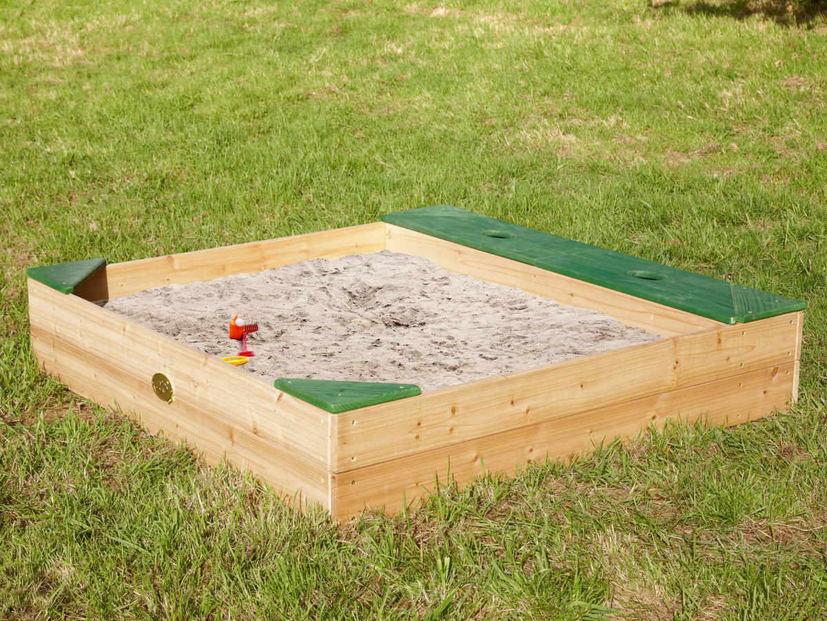 AXI Sandkasten braun Holz B/H/L: ca. 115x22x115 cm Sandkasten - braun/grün (115,00/115,00/22,00cm) - AXI