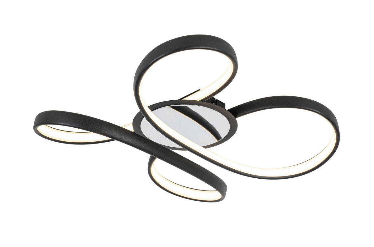 Nolo LED Deckenleuchte Chrom schwarz Kunststoff Metall B/H/L: ca. 48x12x48 cm 2 Brennstellen LED-Deckenleuchte_Markus - schwarz/Chrom (48,00/48,00/12,00cm) - Nolo