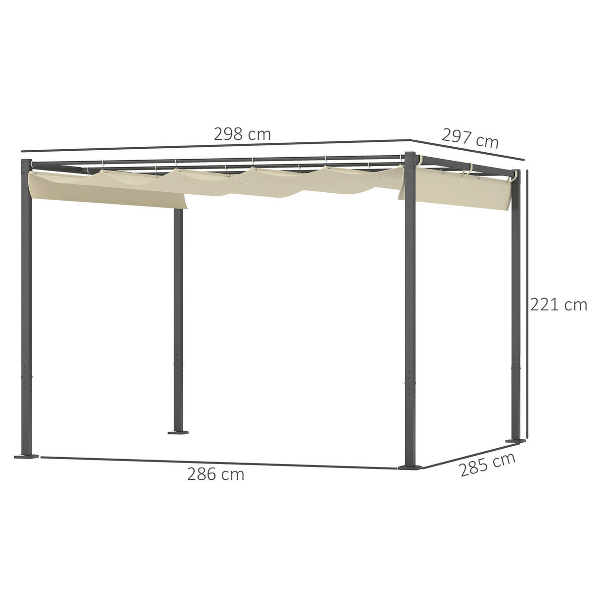 Outsunny Pergola beige Metall B/H/L: ca. 297x221x298 cm Pergola - beige (298,00/297,00/221,00cm) - Outsunny