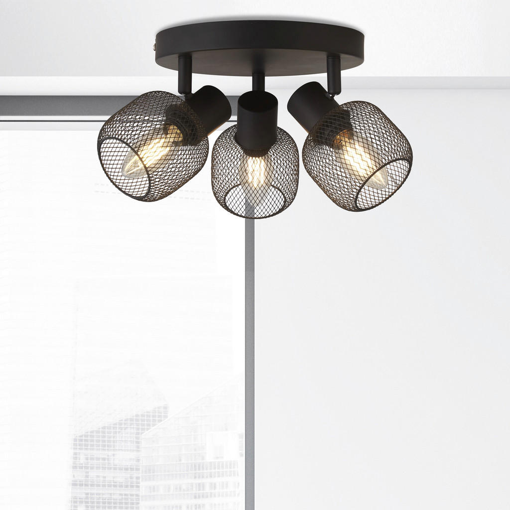 Thumbnail - Searchlight Strahler schwarz Stahl B/H/L/D: ca. 36x17x36x36 cm E14 3 Brennstellen