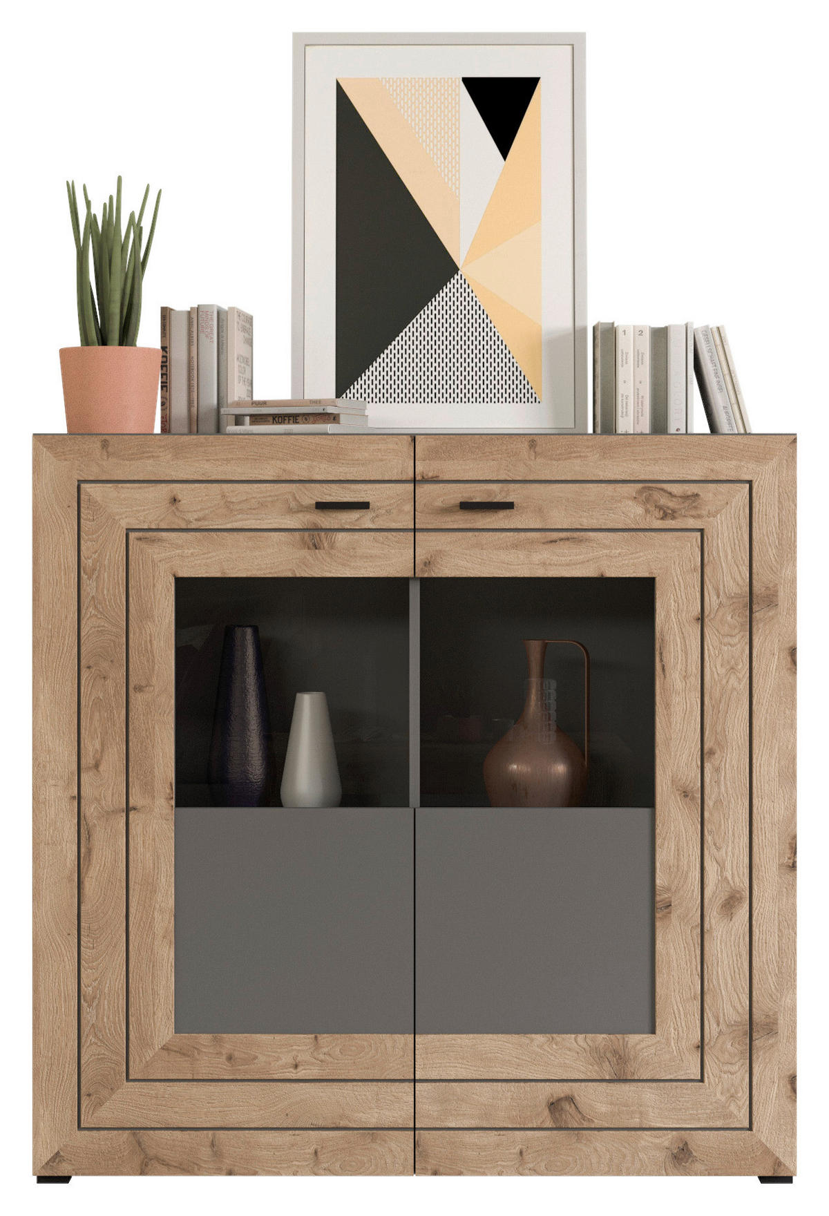 Highboard Freno B/H/T: ca. 120x117x37 cm Freno - Eiche/schwarz (120,00/117,00/37,00cm) - xonox.home