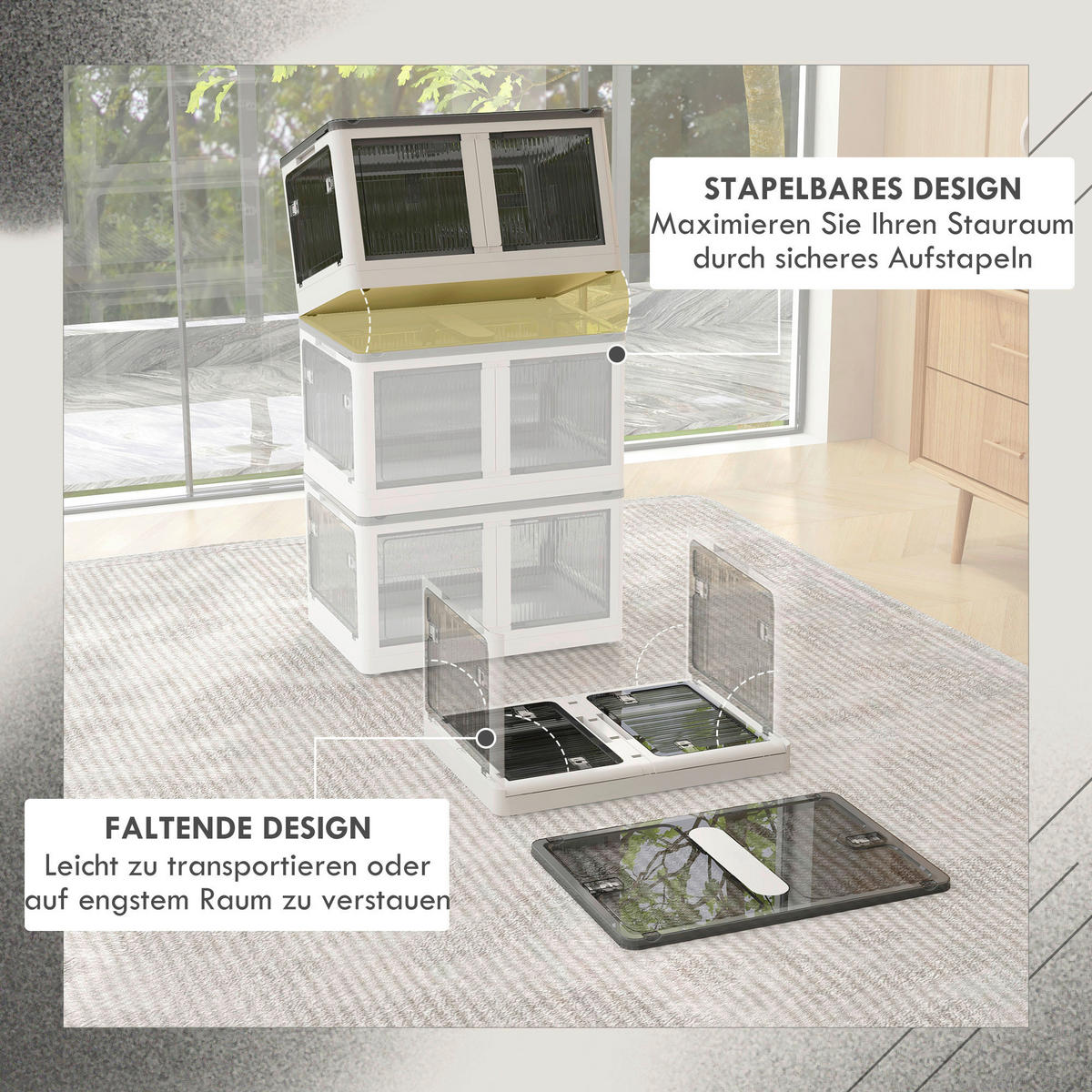 HOMCOM Aufbewahrungsbox weiß B/H/L: ca. 47x67x38 cm Aufbewahrungsbox - weiß (38,00/47,00/67,00cm) - HOMCOM