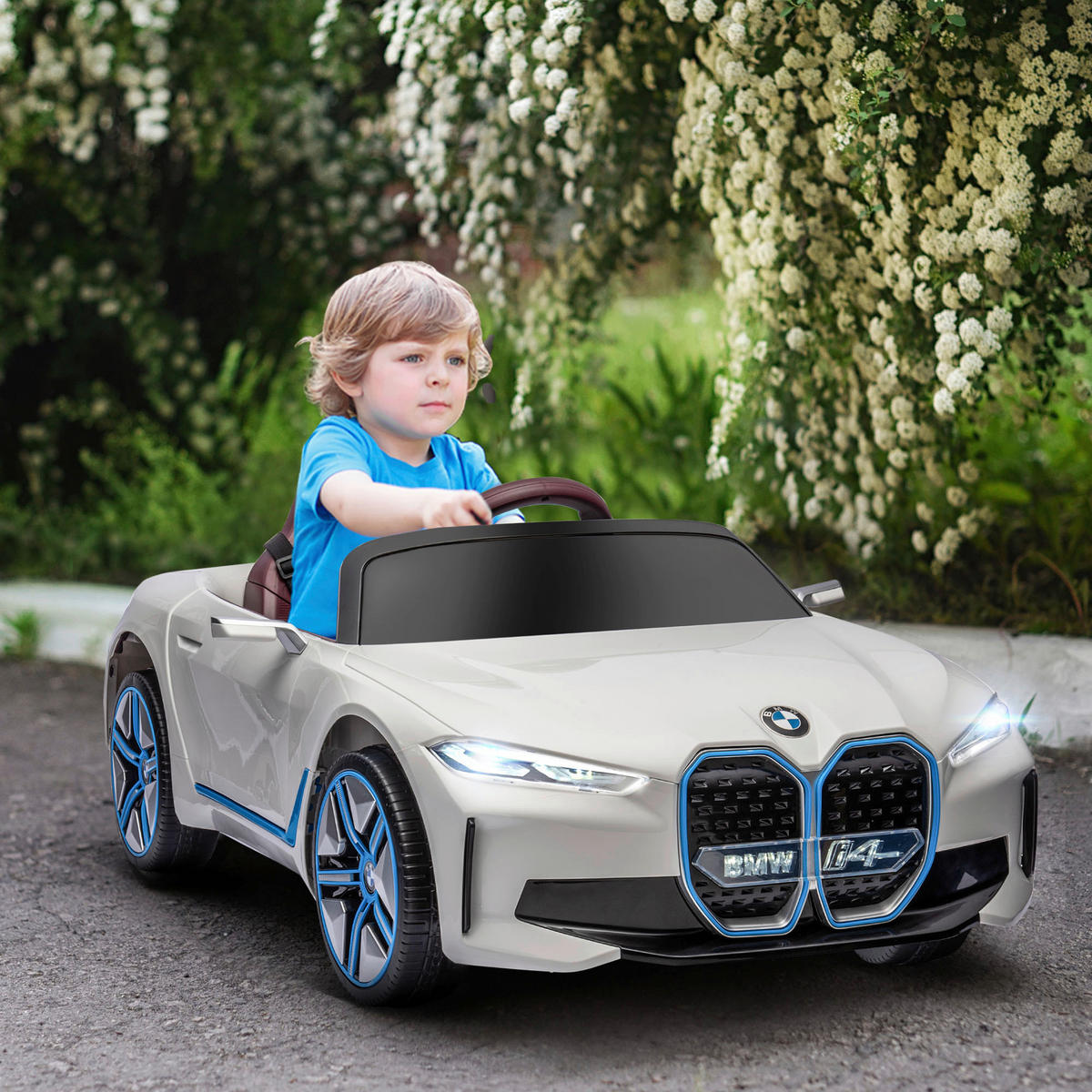 HOMCOM Kinderauto weiß B/H/L: ca. 67x115x45 cm Kinderfahrzeug - weiß (45,00/67,00/115,00cm) - HOMCOM