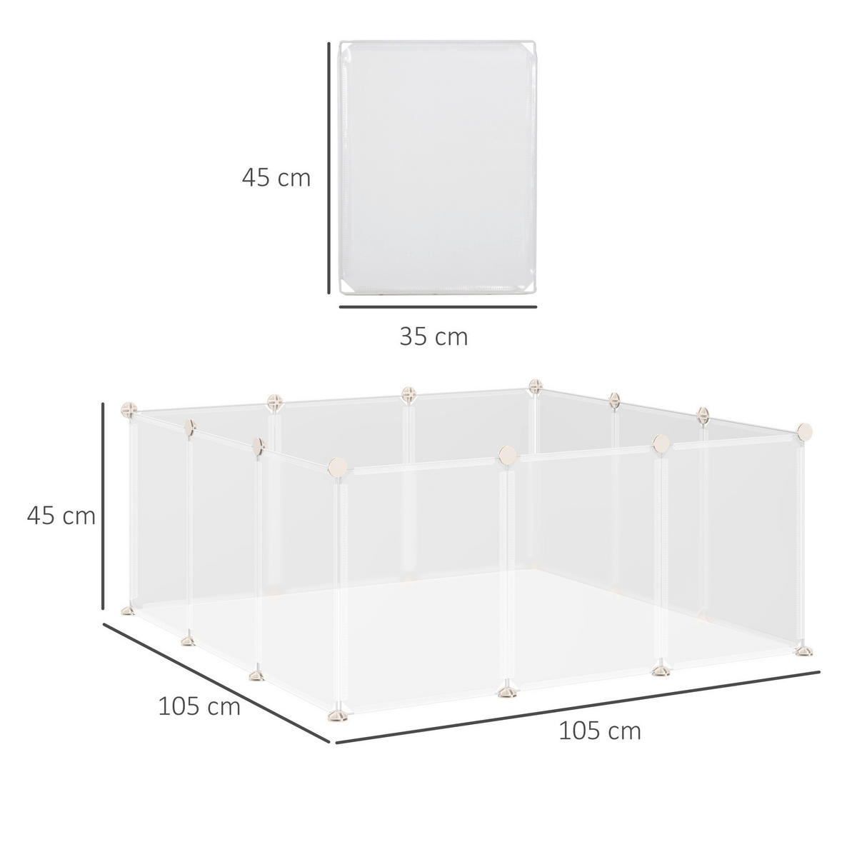 PawHut Stall weiß Edelstahl B/H/L: ca. 105x105x45 cm Laufstall - weiß (45,00/105,00/105,00cm) - PawHut