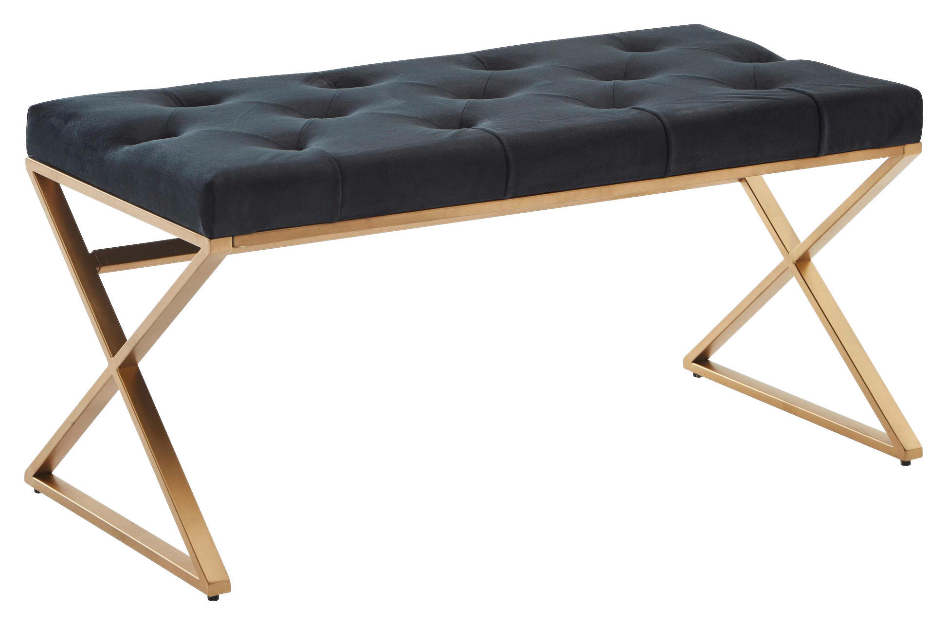 Sitzbank schwarz gold lackiert Edelstahl Samt B/H/T: ca. 90x46x44 cm Sitzbank - gold/schwarz (90,00/46,00/44,00cm) - Wohnling