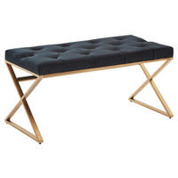 Sitzbank schwarz gold lackiert Edelstahl Samt B/H/T: ca. 90x46x44 cm Sitzbank - gold/schwarz (90,00/46,00/44,00cm) - Wohnling
