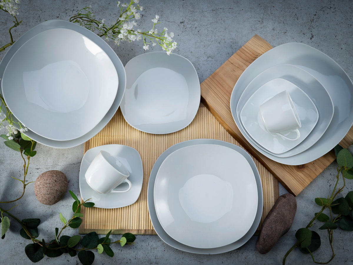CreaTable Kombiservice Square weiß Porzellan 30 tlg. Square - weiß - CreaTable