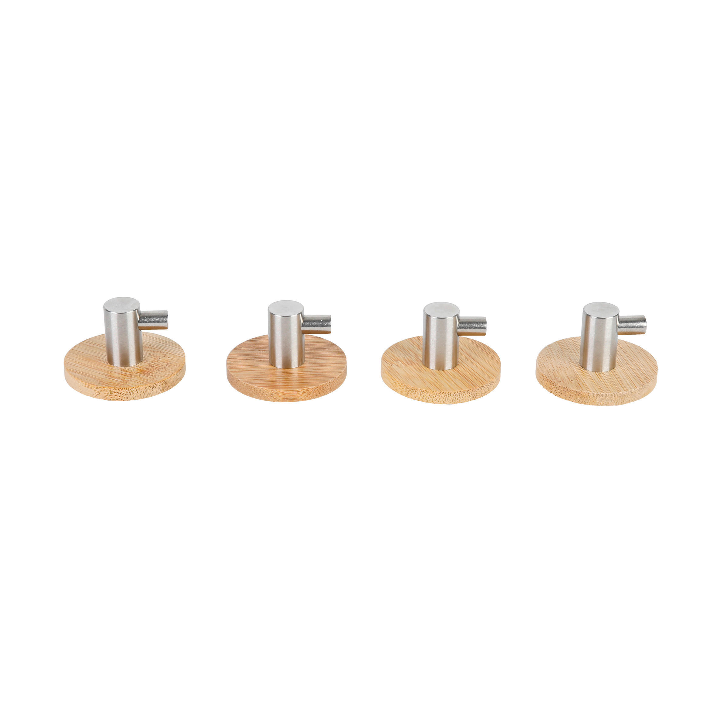 Haken braun Bambus D: ca. 5 cm Universalhaken_Bonja_4er_Axentia - braun/Edelstahl (5,00cm) - Axentia