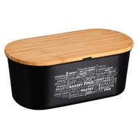 Kesper Brotkasten mit Schneidbrett schwarz Kunststoff B/H/L: ca. 18x14x34 cm Brotkasten_m.Schneidbrett - natur/schwarz (34,00/18,00/14,00cm) - Kesper