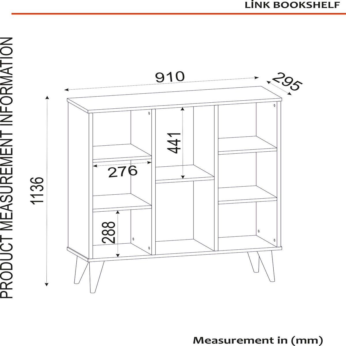 Regal Link weiß walnuss Nachbildung B/H/T: ca. 91x114x30 cm Link - weiß/walnuss (91,00/114,00/30,00cm) - moebel17