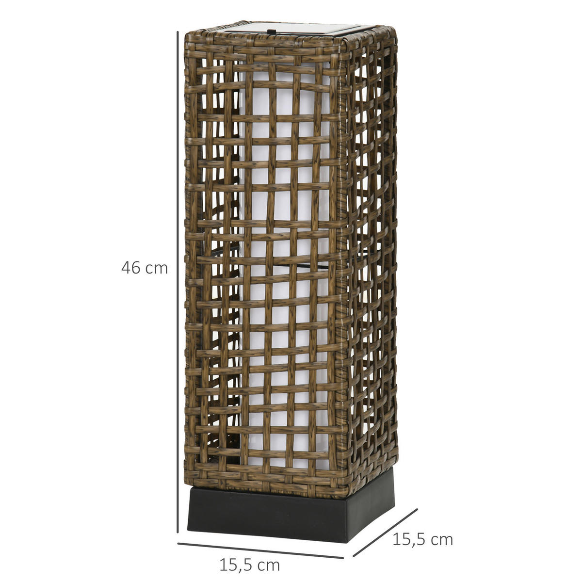 Solarleuchte sand Polyrattan Edelstahl Polypropylen B/H/L: ca. 15,5x15,5x46 cm Solarleuchte - sand (46,00/15,50/15,50cm) - Outsunny