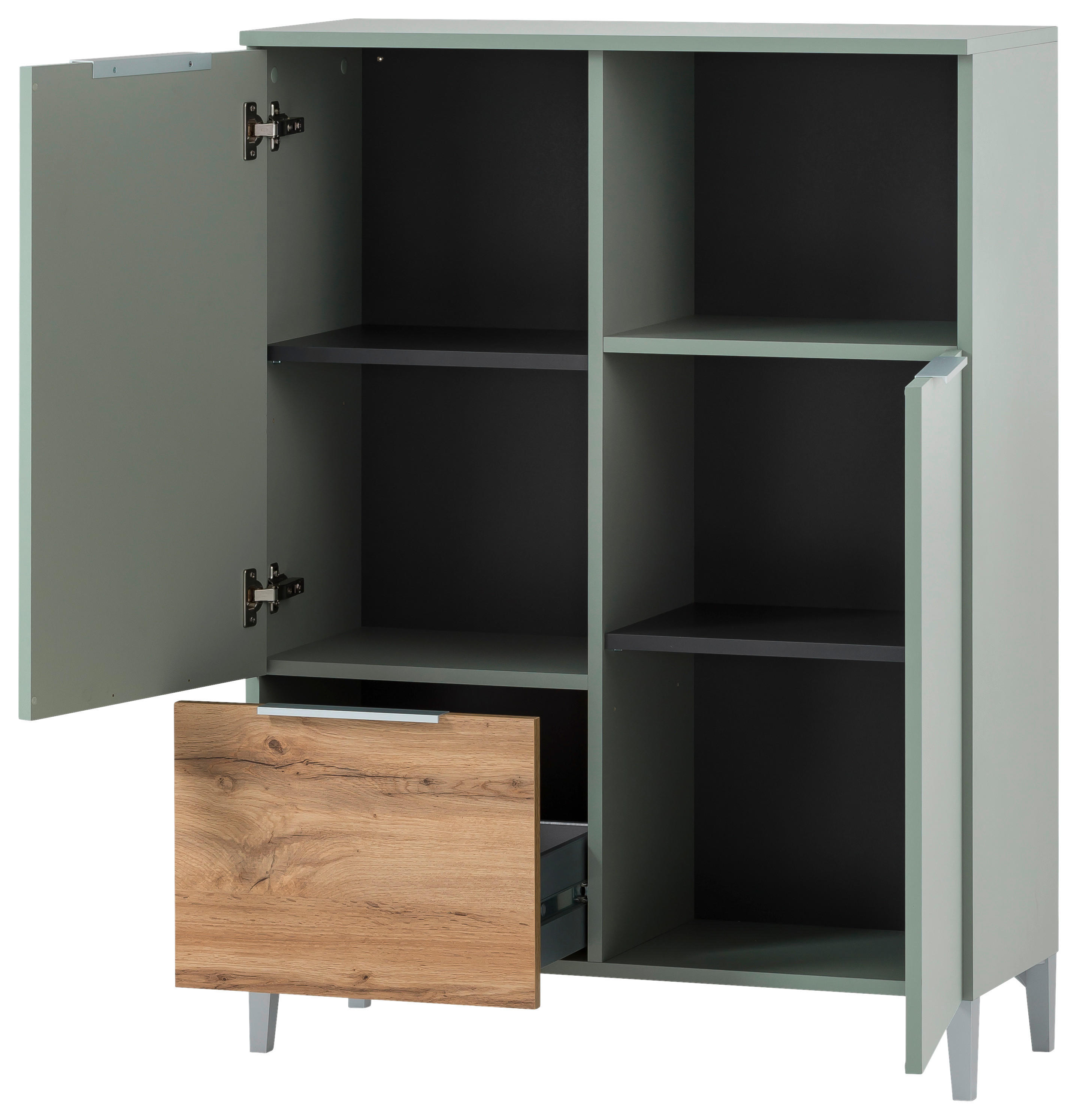 Midischrank Smilla Pistazie Eiche Landhaus Nachbildung B/H/T: ca. 80,4x109,6x31,9 cm Smilla - Eiche/Pistazie (80,40/109,60/31,90cm) - Möbelpartner