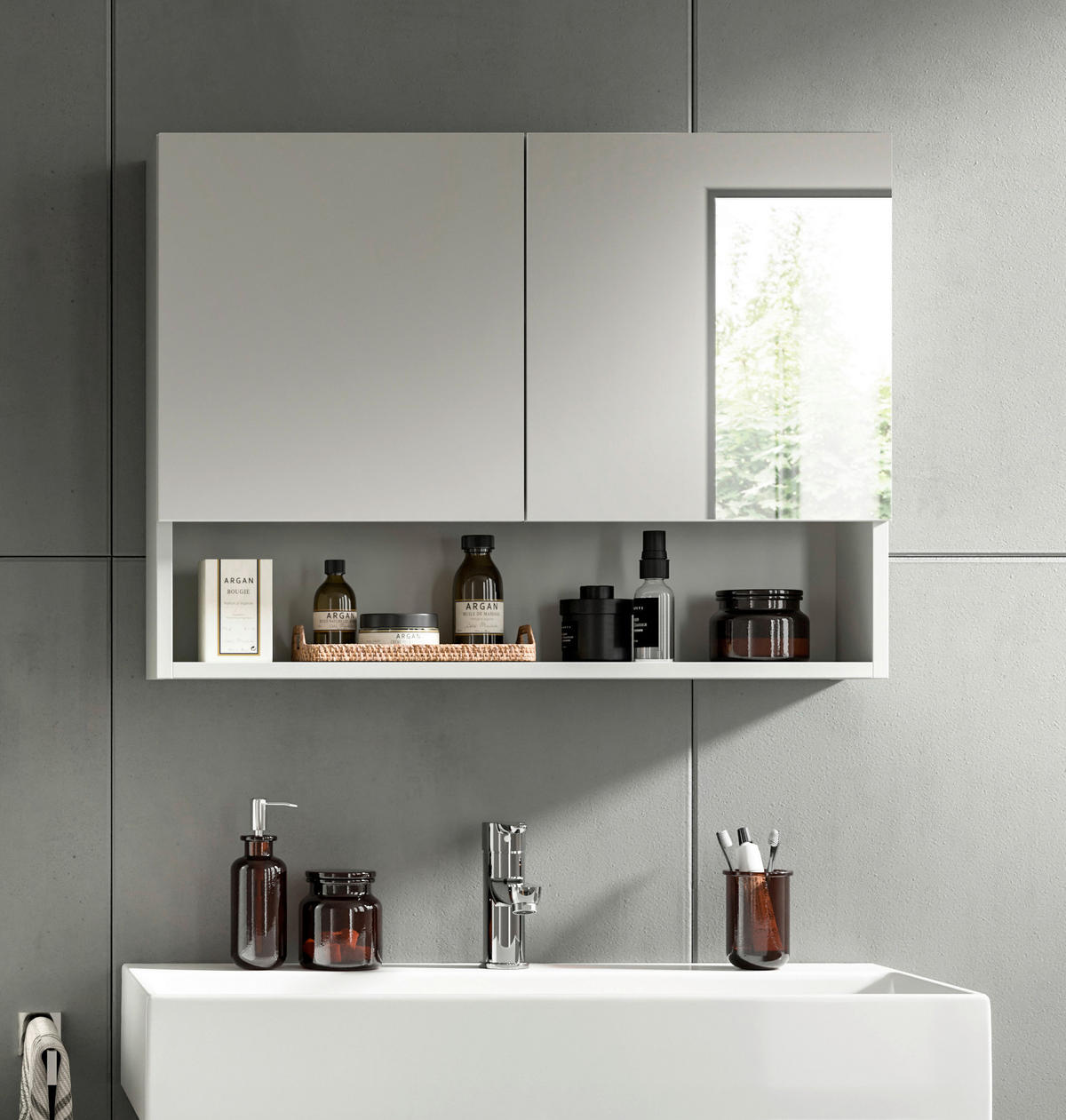 Spiegelschrank Copa hellgrau B/H/T: ca. 74x55x17 cm Copa - hellgrau (74,00/55,00/17,00cm) - xonox.home