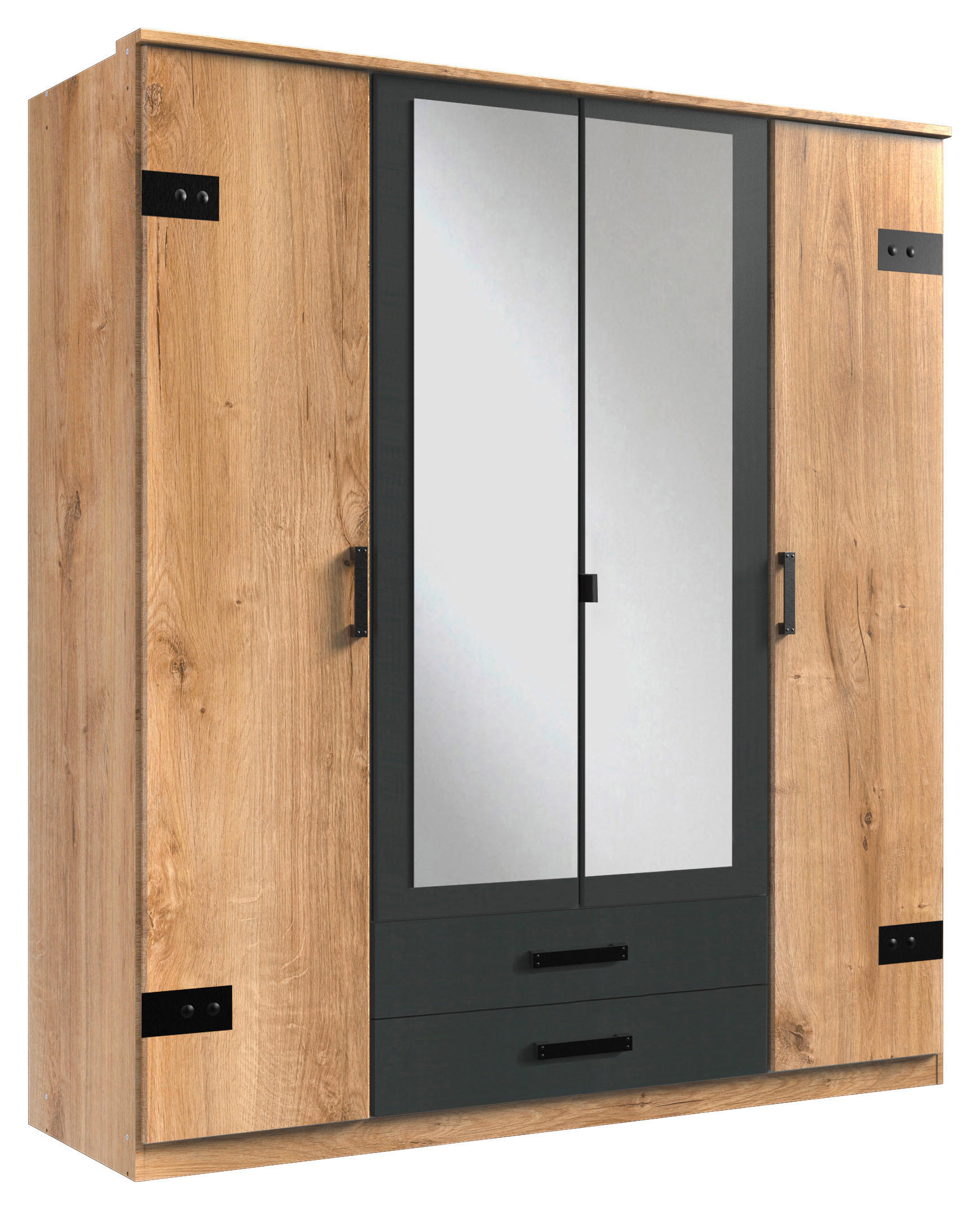 Kleiderschrank Cork Graphit Plankeneiche Nachbildung B/H/T: ca. 180x199x58 cm