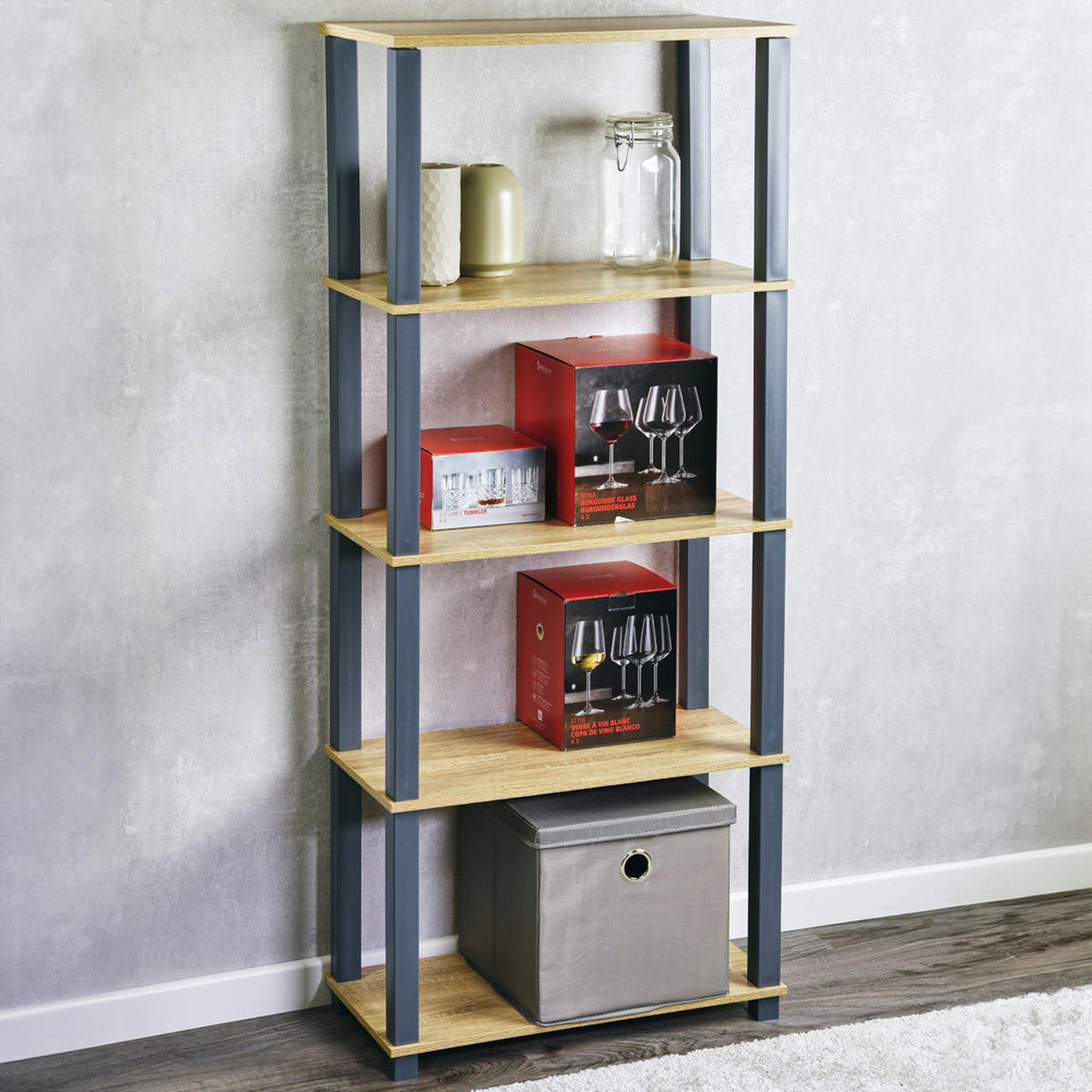 Kesper Regal grau Kunststoff B/H/L: ca. 29x147x60 cm Regal - grau (60,00/29,00/147,00cm) - Kesper