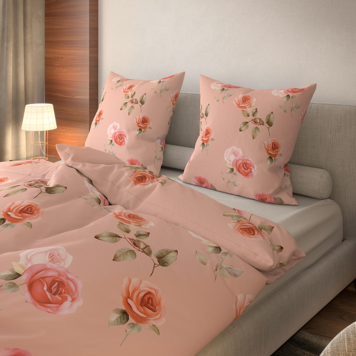 Microfaser Bettwäsche Bettwäsche_Microfaser Rosen - altrosa (135,00/200,00cm)