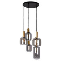 Näve Leuchten Pendelleuchte 7095822 schwarz Metall Glas T/D: ca. 150x55 cm E27 5 Brennstellen Fumo - schwarz (55,00cm) - Näve Leuchten
