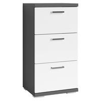 Schrank NEBRASKA anthrazit weiß Lack Hochglanz silber verchromt B/H/T: ca. 35,5x74x31,5 cm NEBRASKA - weiß/anthrazit (35,50/74,00/31,50cm) - byLIVING