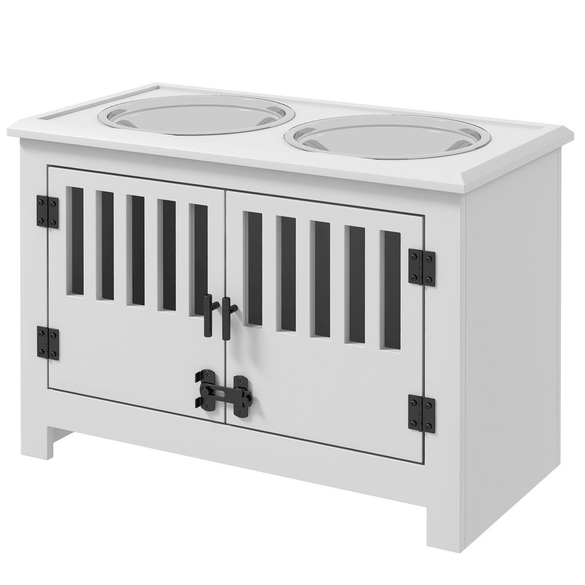 PawHut Futterstation weiß Stahl B/H/L: ca. 30x43x60 cm Futterstation - weiß (60,00/30,00/43,00cm) - PawHut