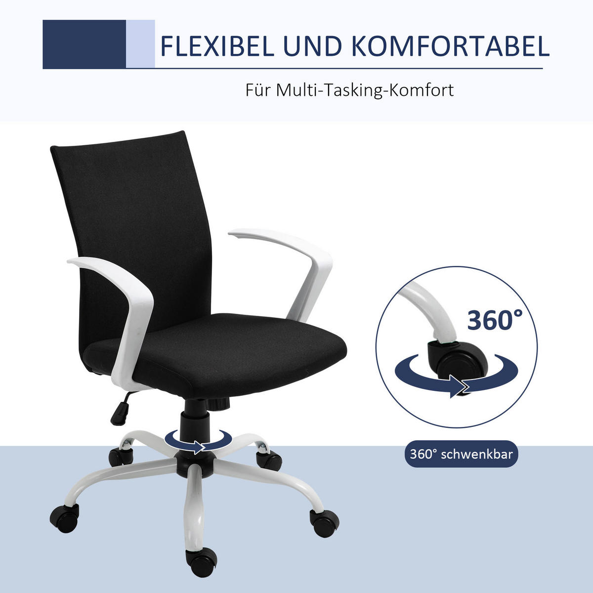 Drehstuhl 921-540BK schwarz 921-540BK - schwarz (61,00/89,00/61,00cm) - Vinsetto