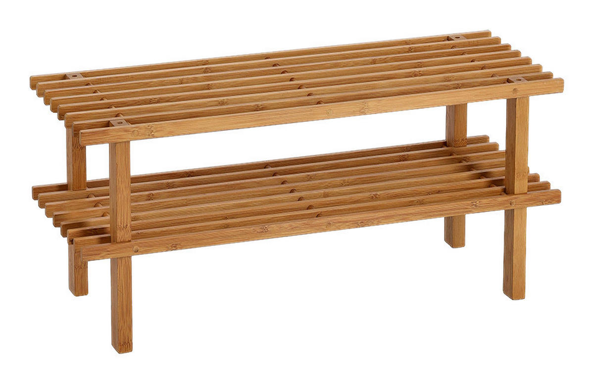 Zeller Schuhregal natur Bambus B/H/T: ca. 70x30x26 cm Schuhregal_mit_2_Ablagen - natur (70,00/30,00/26,00cm) - Zeller
