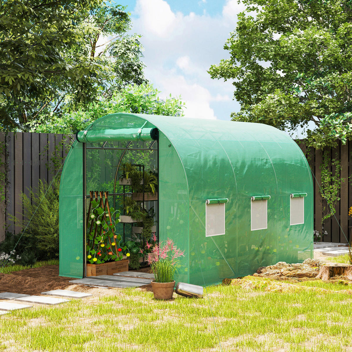 Outsunny Folientunnel B/H/L: ca. 200x195x300 cm Folientunnel - grün (300,00/200,00/195,00cm) - Outsunny