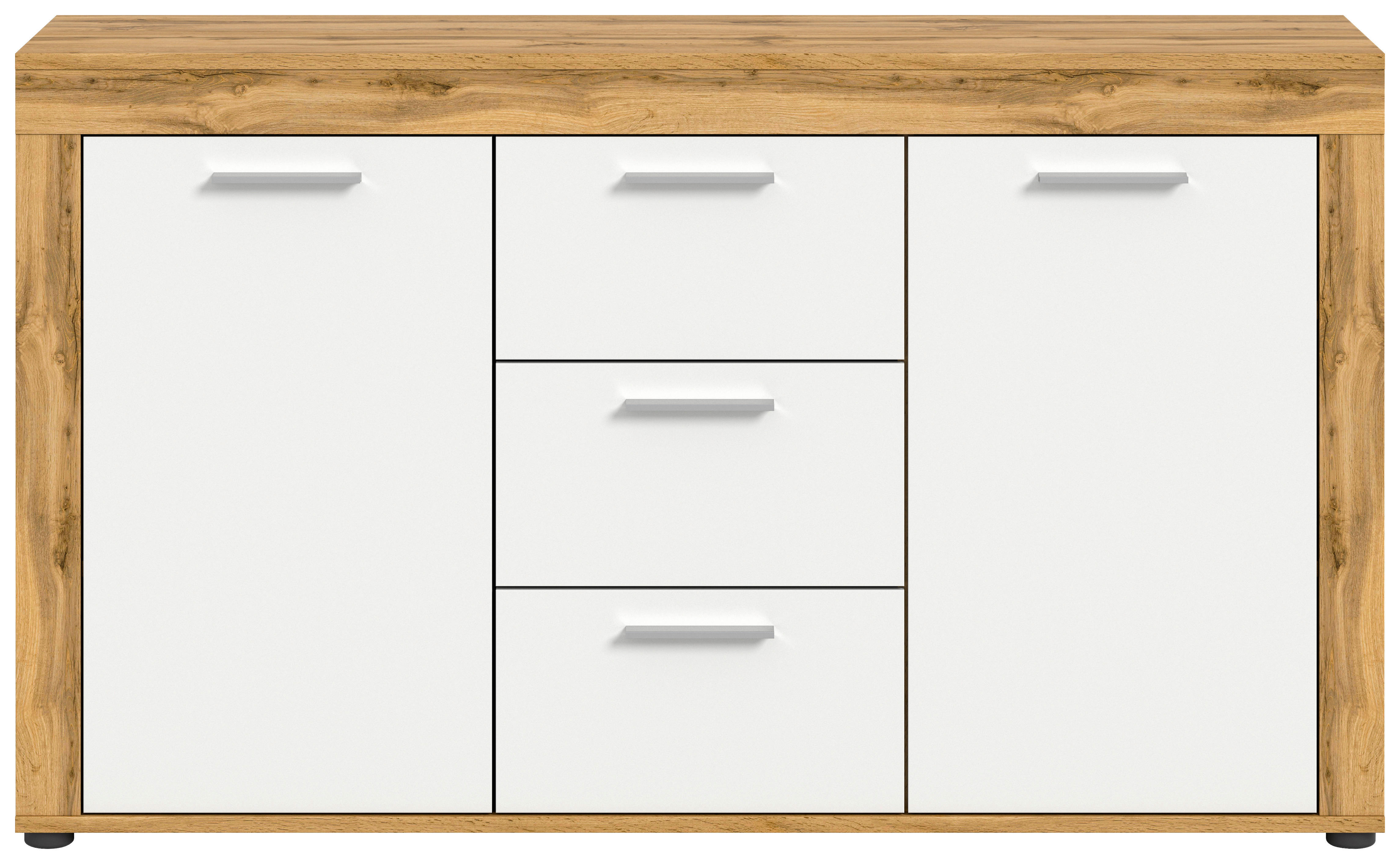 Sideboard Jam Eiche Wotan Nachbildung weiß B/H/T: ca. 125x80x35 cm Jam - Eiche/weiß (125,00/80,00/35,00cm) - xonox.home