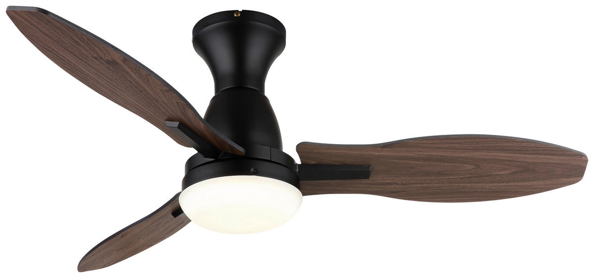 GLOBO LED-Deckenventilator Opal mattschwarz braun Metall Kunststoff H/D: ca. 32,5x107 cm 1 Brennstellen GALE - braun/Opal (107,00/32,50cm) - GLOBO