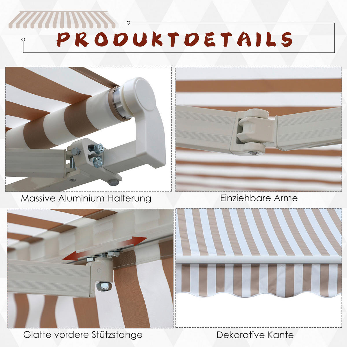 Outsunny Markise beige Markise - beige/weiß - Outsunny