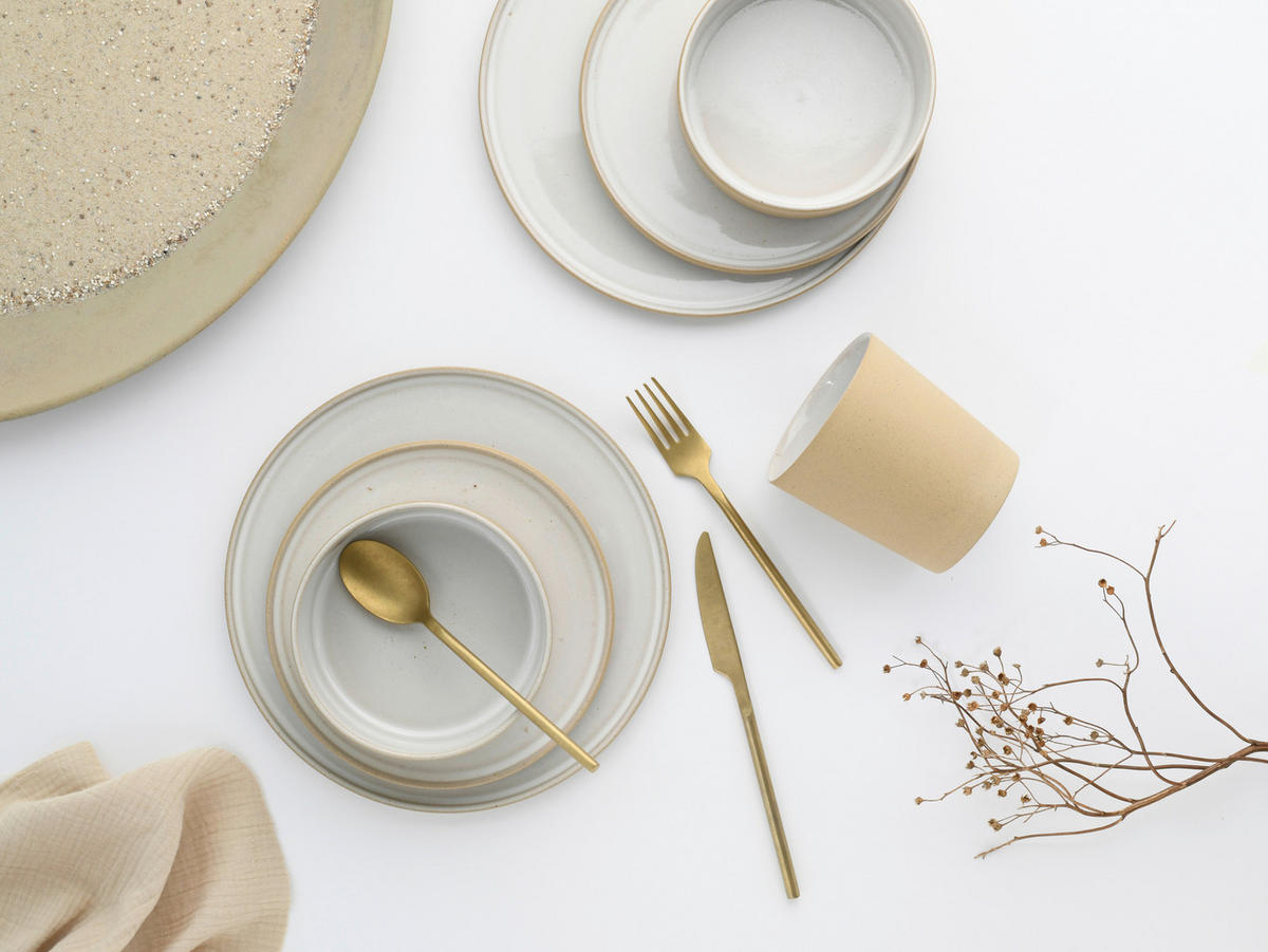 CreaTable Kombiservice Futuro weiß Steinzeug 16 tlg. Futuro - sand/weiß - CreaTable