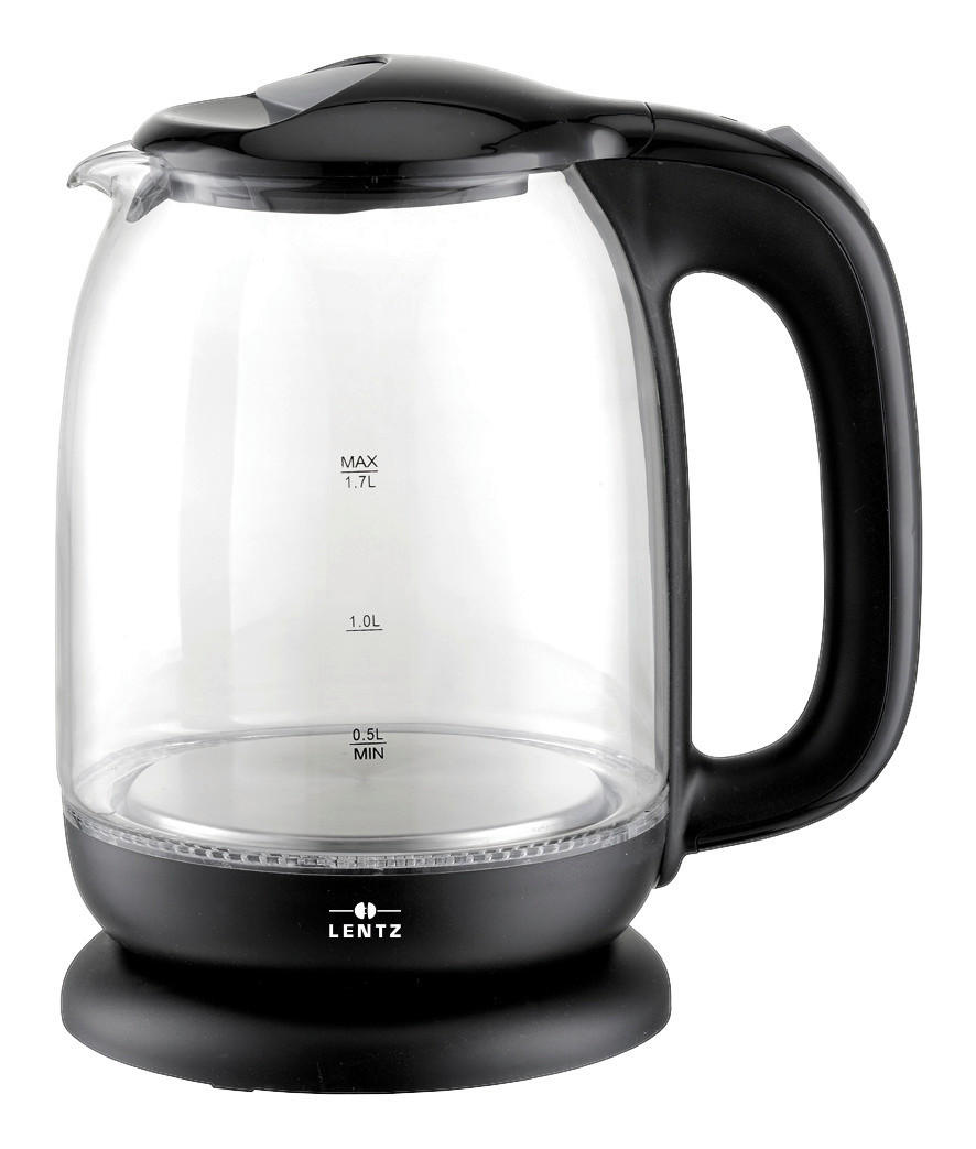 Glas-Wasserkocher 74123 transparent schwarz Glas Kunststoff B/T: ca. 21x18 cm ca. 1,7 l Wasserkocher_Glas 74123 - schwarz/transparent (21,00/18,00cm)