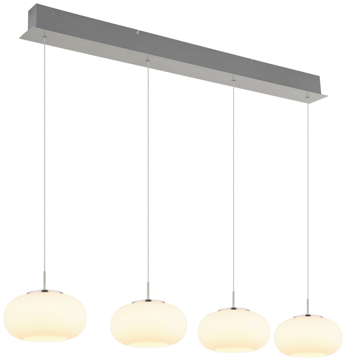 GLOBO LED-Pendelleuchte Opal nickel matt transparent Metall Glas B/H/T: ca. 110x150x20 cm 1.0 Brennstellen QUINTARA - nickel matt/Opal (110,00/150,00/20,00cm) - GLOBO