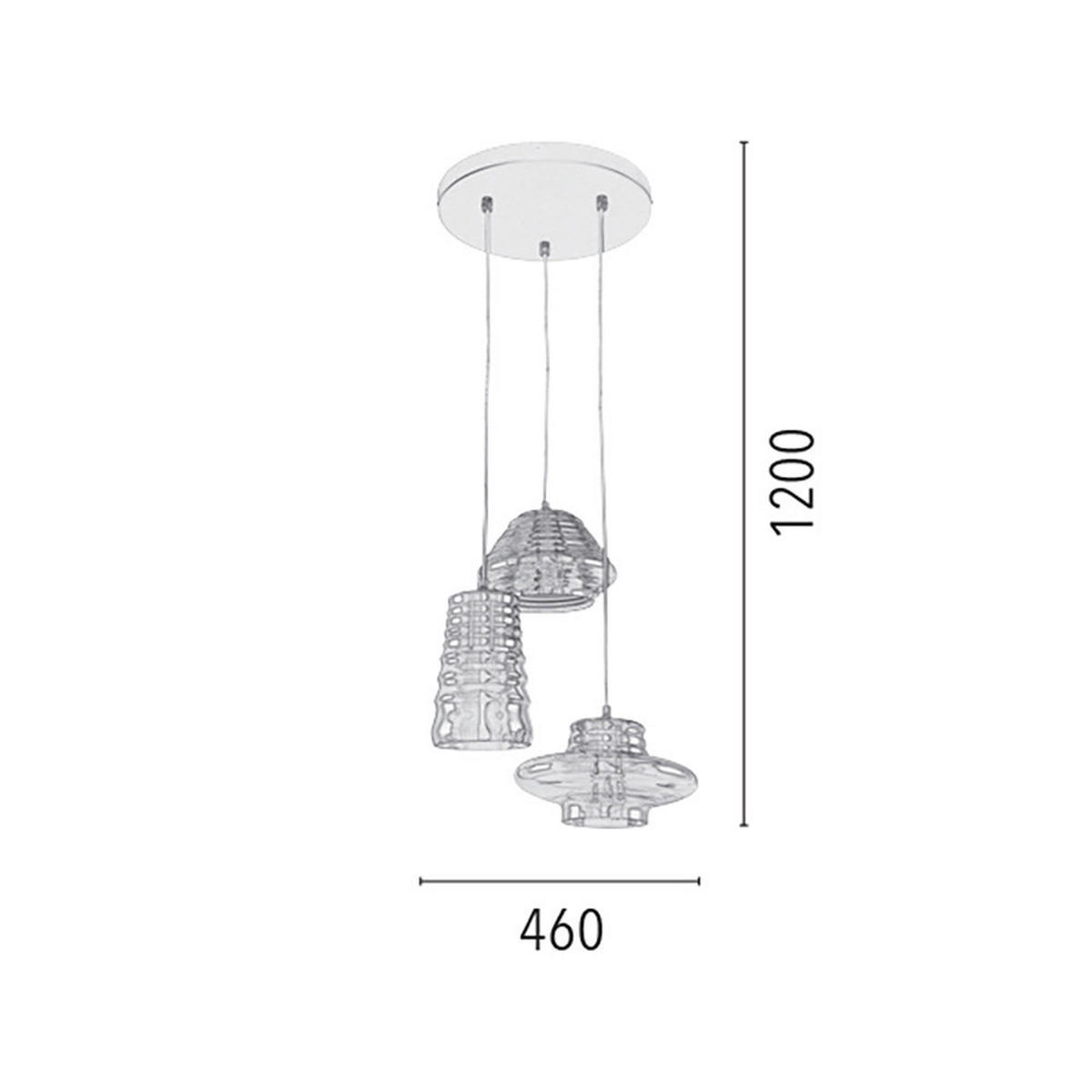 SPOT Light Pendelleuchte schwarz grau Metall Glas H/D: ca. 1050x460 cm E27 3 Brennstellen Bali - schwarz/grau (460,00/1050,00cm) - SPOT Light