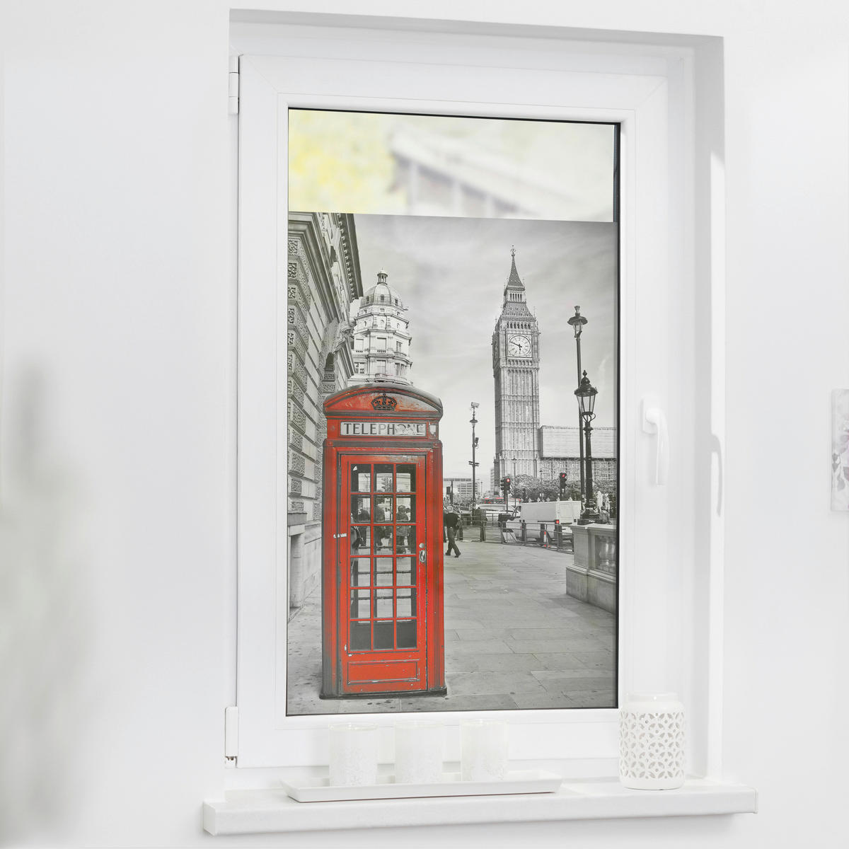 LICHTBLICK Fensterfolie London London London rot B/L: ca. 50x100 cm London - rot (50,00/100,00cm) - LICHTBLICK