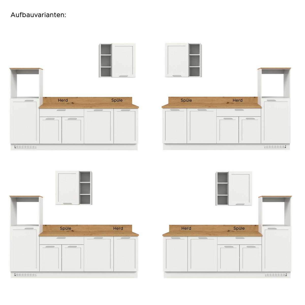 xonox.home Küchenblock Charly Eiche Artisan Nachbildung B/H/T: ca. 260x222x60 cm Charly - Eiche/weiß (260,00/222,00/60,00cm) - xonox.home