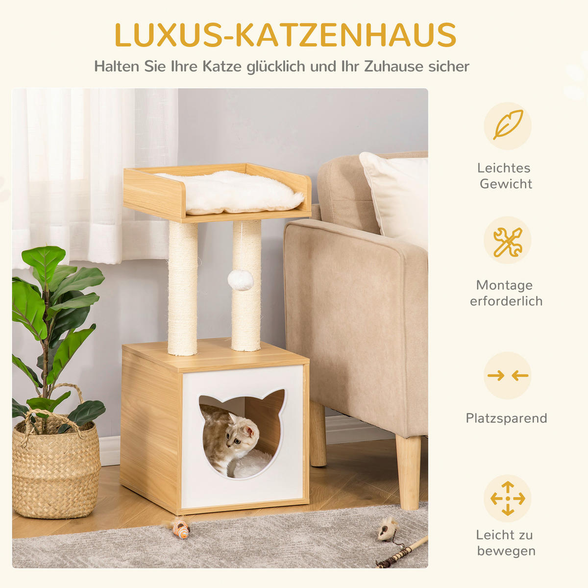 PawHut Kratzbaum Kratzbaum - (35,00/35,00/81,00cm) - PawHut
