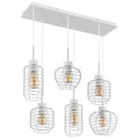 GLOBO Hängeleuchte weiß Chrom Metall Aluminium B/H/L: ca. 55x25x74 cm E27 6 Brennstellen Hängeleuchte-Nesa - weiß/Chrom (74,00/55,00/25,00cm) - GLOBO