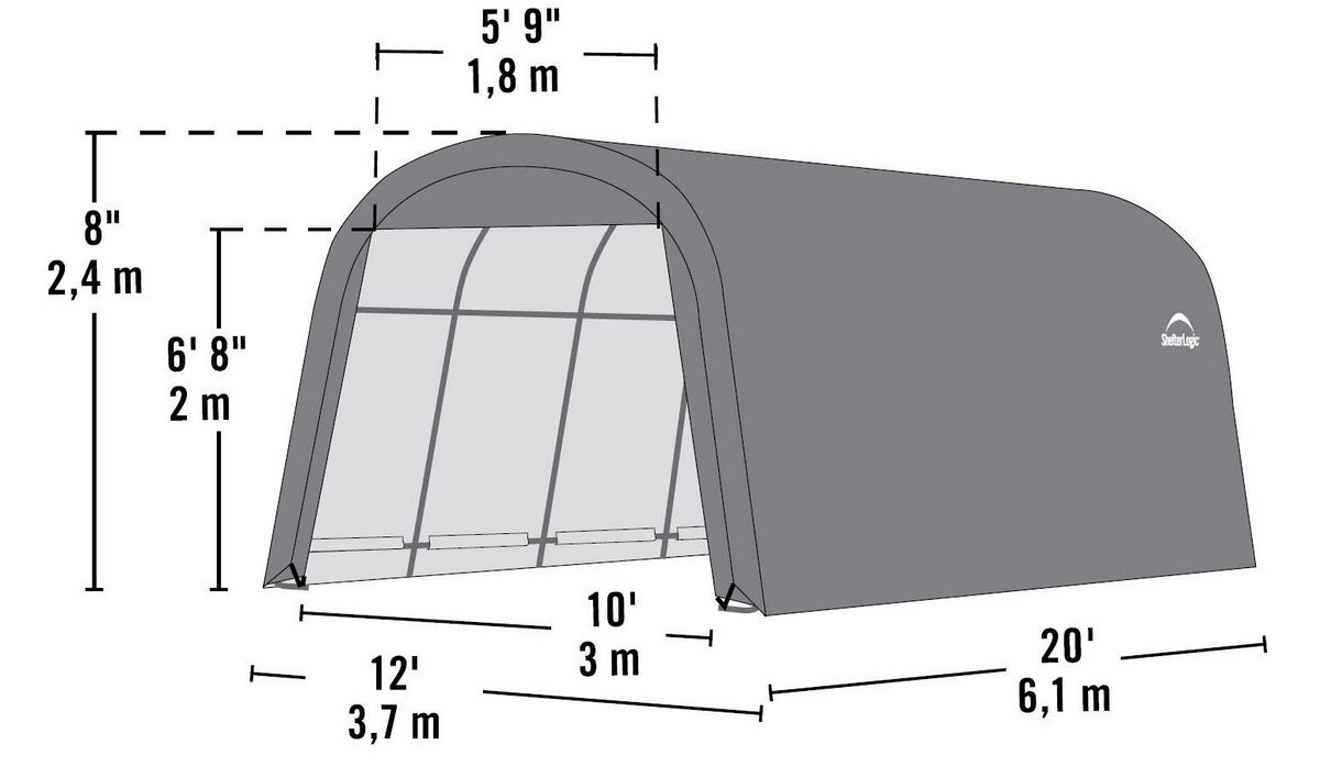 ShelterLogic Foliengarage B/H/L: ca. 370x240x610 cm Foliengarage - (610,00/370,00/240,00cm) - ShelterLogic