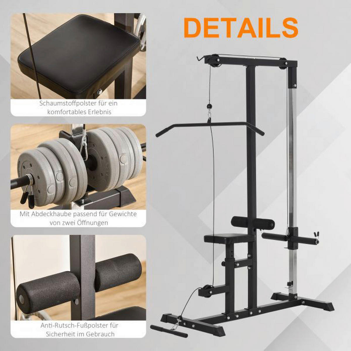 HOMCOM Kraftstation schwarz Stahl B/H/T: ca. 107x190x120 cm Kraftstation - schwarz (107,00/190,00/120,00cm) - HOMCOM