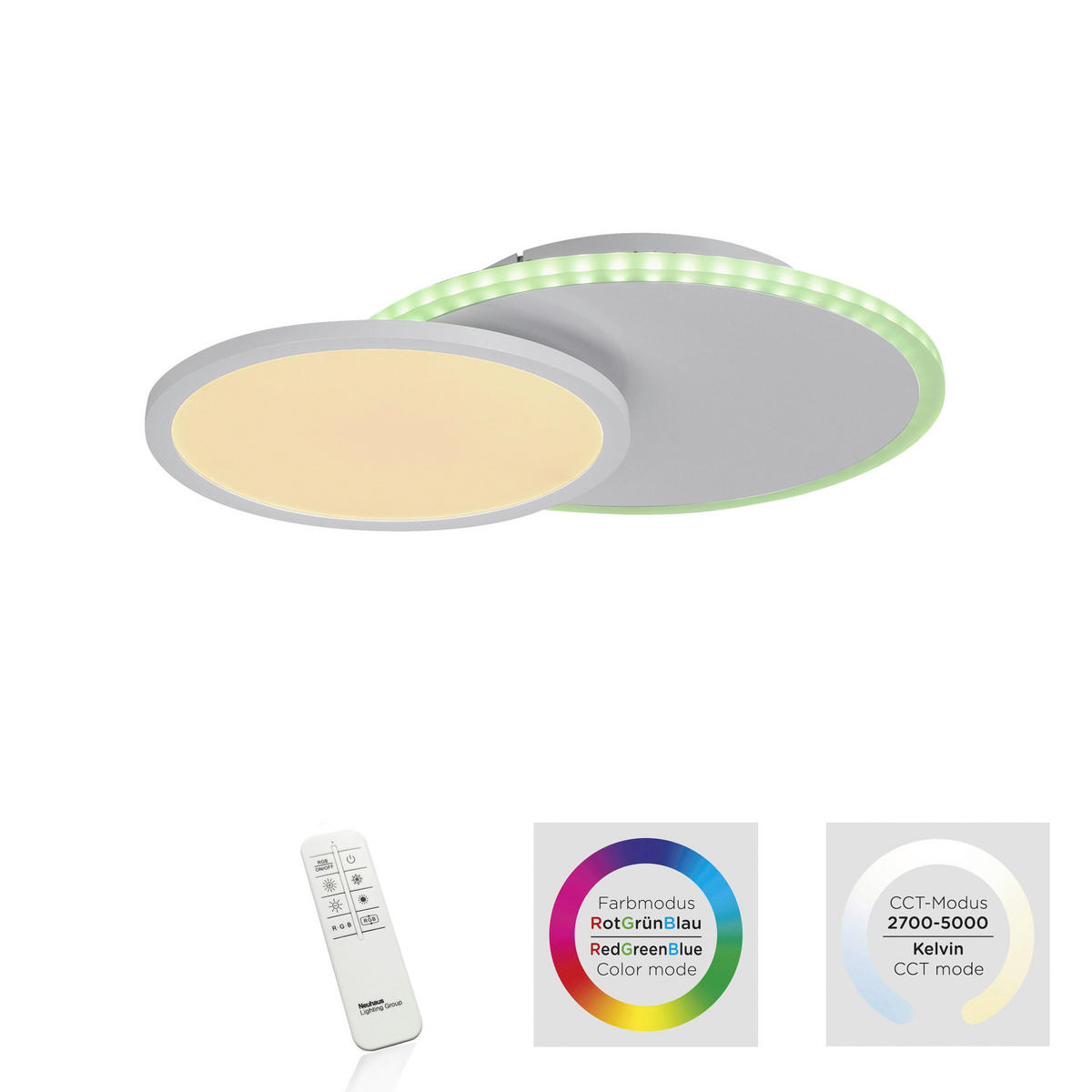 Just Light Deckenleuchte PN11662-16 Arenda weiß Aluminium Kunststoff Eisen B/H/L: ca. 33x8x45 cm Arenda - weiß (45,00/33,00/8,00cm) - Just Light