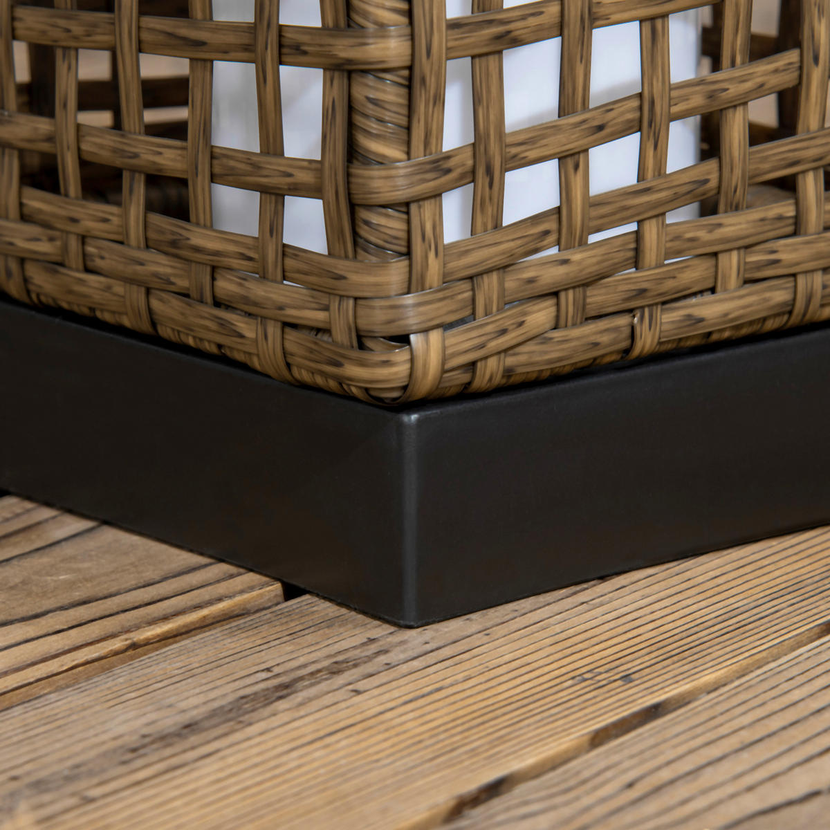Solarleuchte sand Polyrattan Edelstahl Polypropylen B/H/L: ca. 15,5x15,5x46 cm Solarleuchte - sand (46,00/15,50/15,50cm) - Outsunny