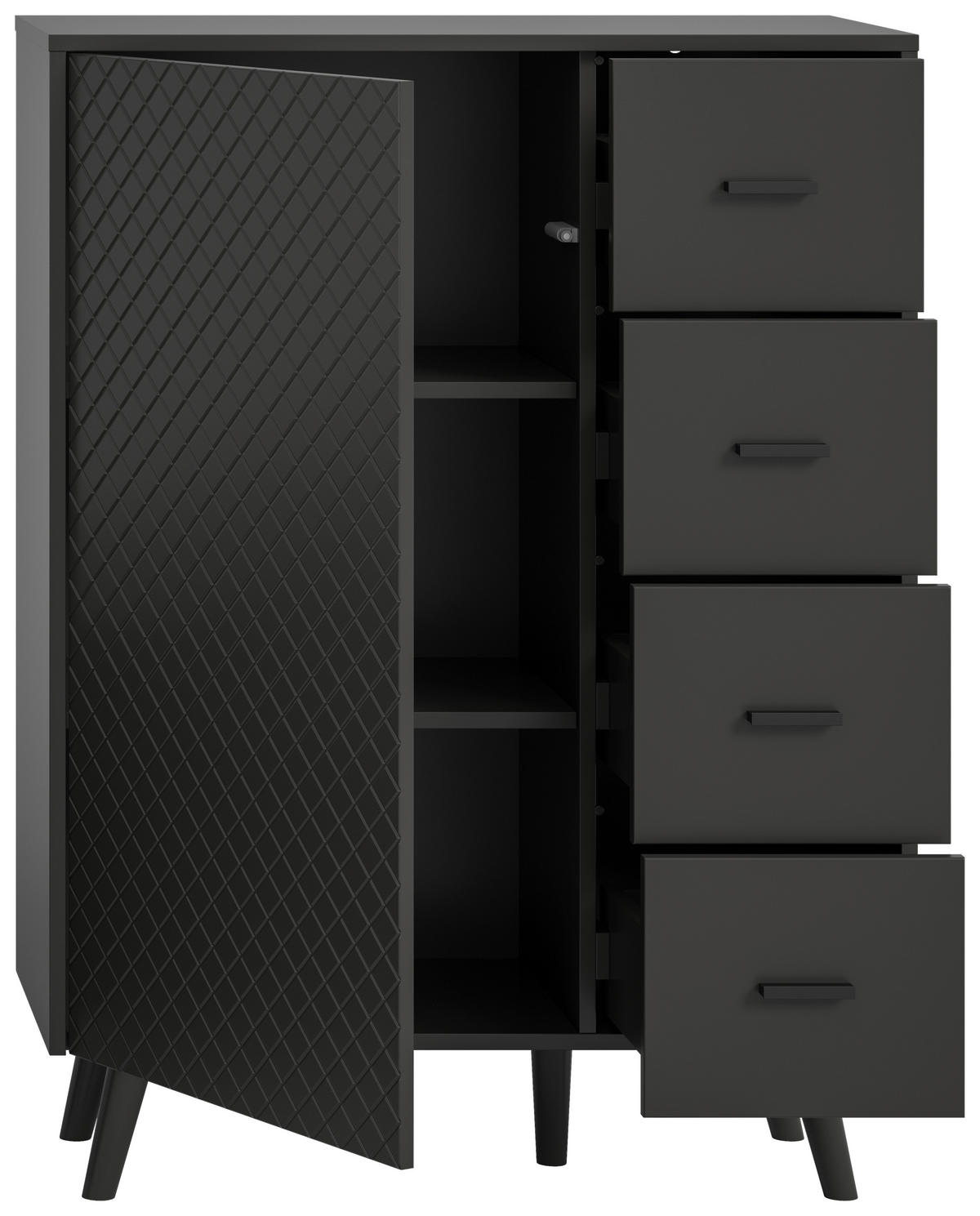 Kommode LINEA grau schwarz B/H/T: ca. 84x114x37 cm LINEA - schwarz/grau (84,00/114,00/37,00cm) - xonox.home