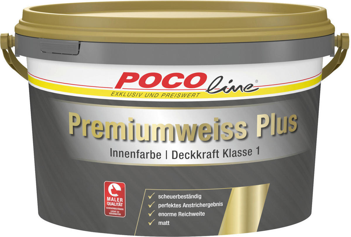POCOline Raumfarbe Premium Plus weiß ca. 10 l Premium Plus - weiß (10,00l) - POCOline